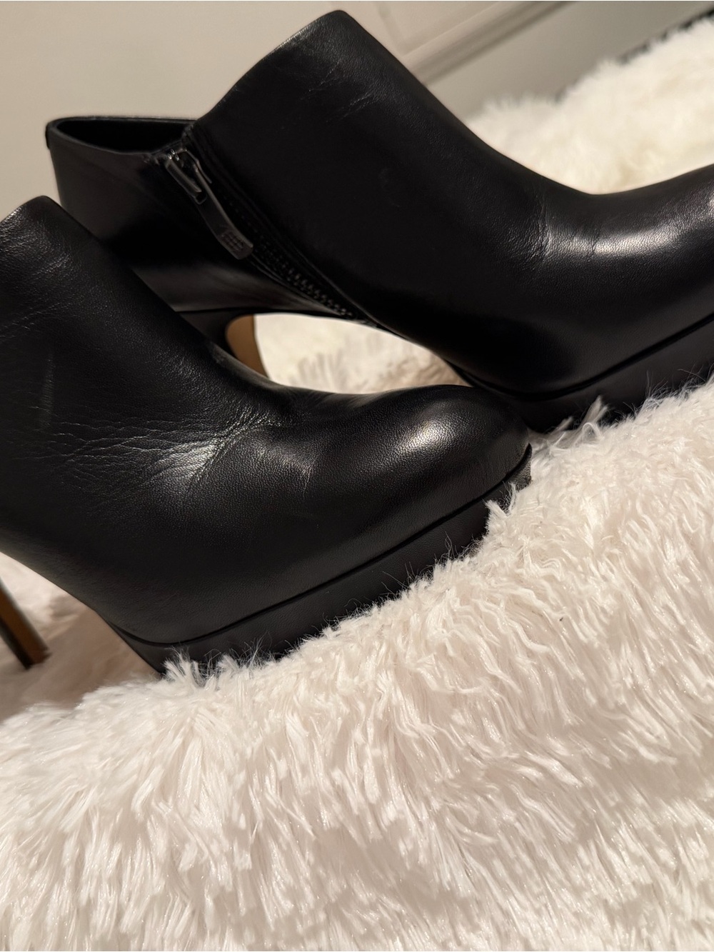 Vince Camuto Black Leather Ankle Booties with Side Zip
